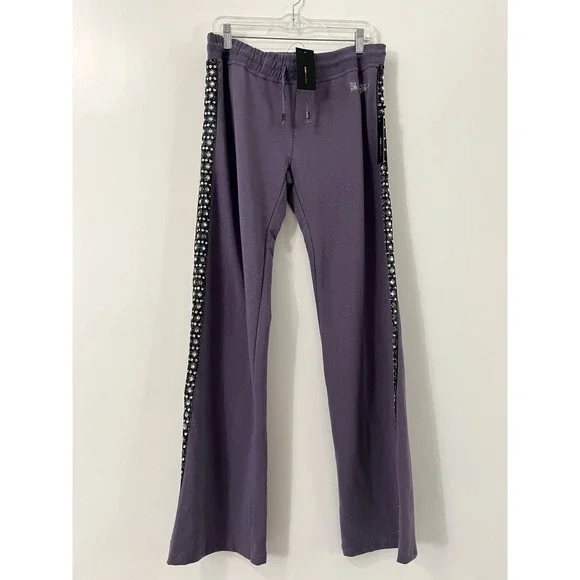 BCBGMAXAZRIA Full Set Frosted Plum Rhinestone Tracksuit Set Hoodie Pants XL - Picture 7 of 14